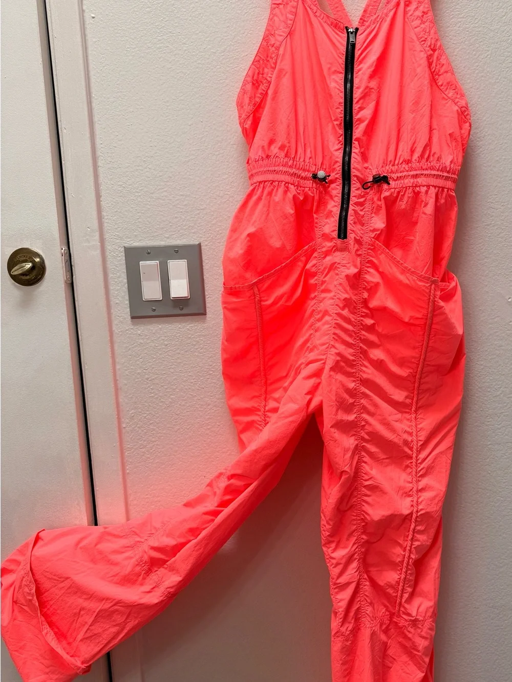 Free People Coral Neon/ orange Lightweight Utility Jumpsuit